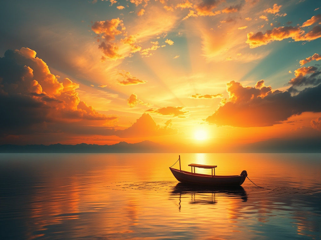 Romantic Sunset on the Orinoco River in the Style of Turner