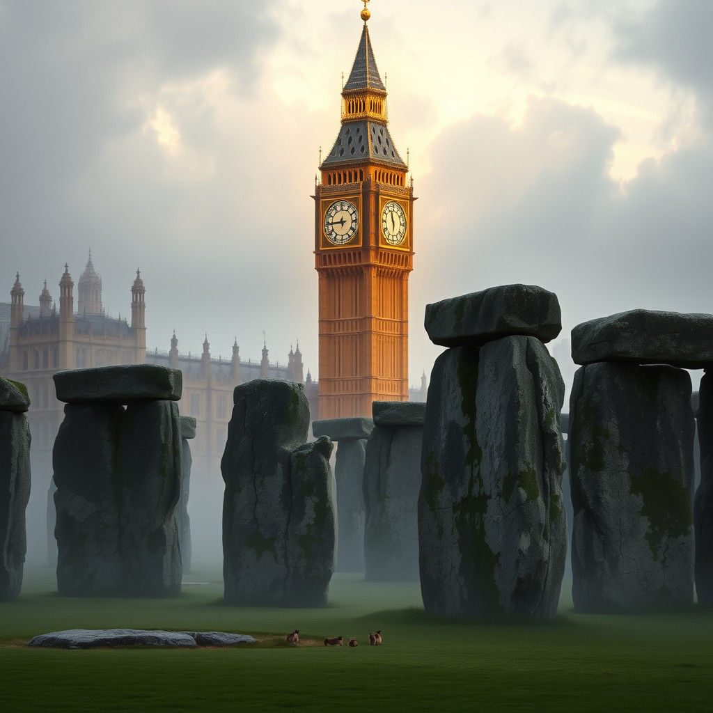 Big Ben Looms Over Ancient Stonehenge