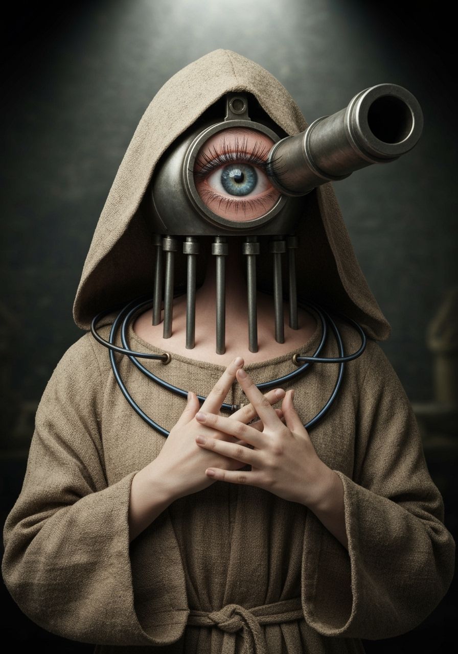 Surreal Steampunk Woman with Cannon Head