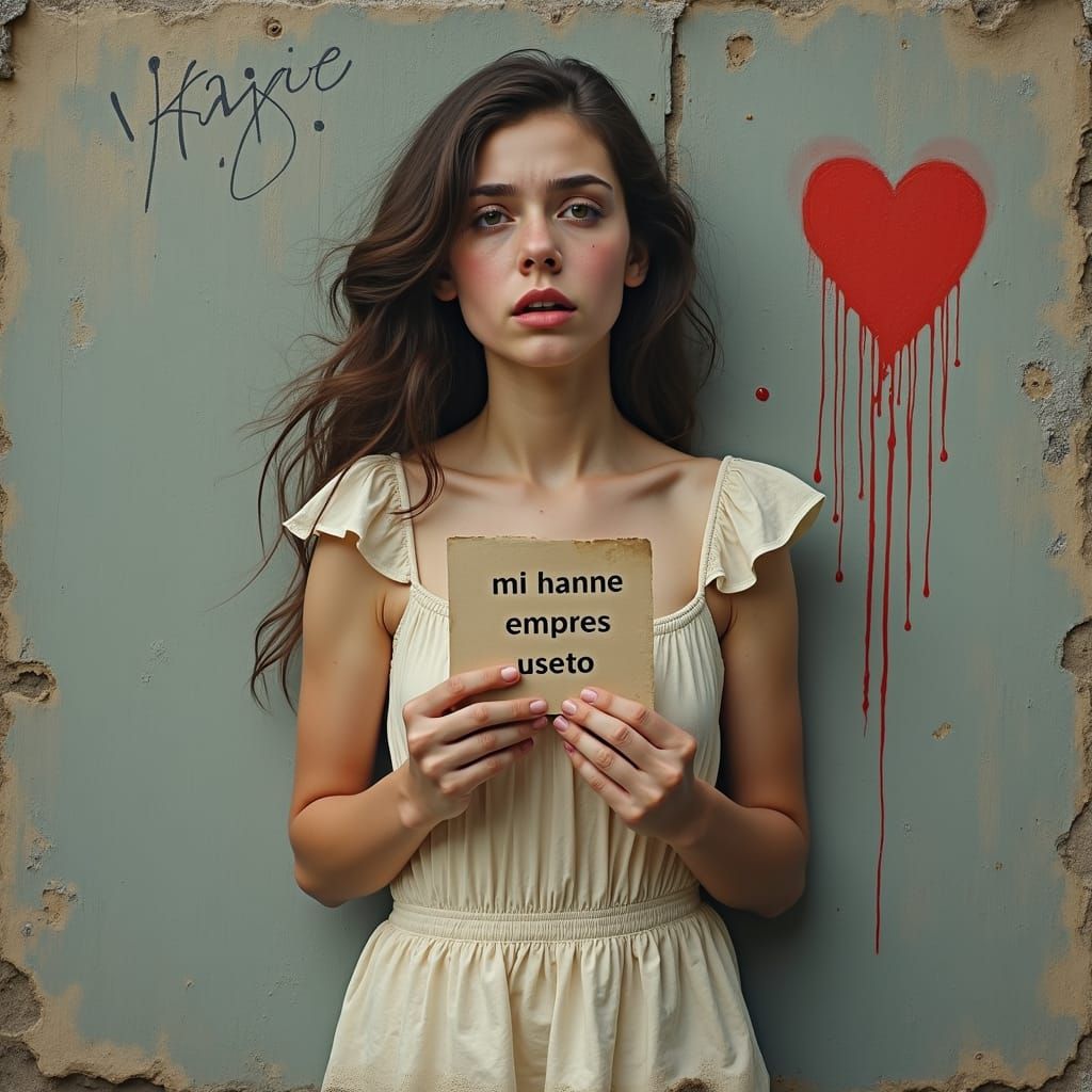 Sad Girl with Note in Expressive Style