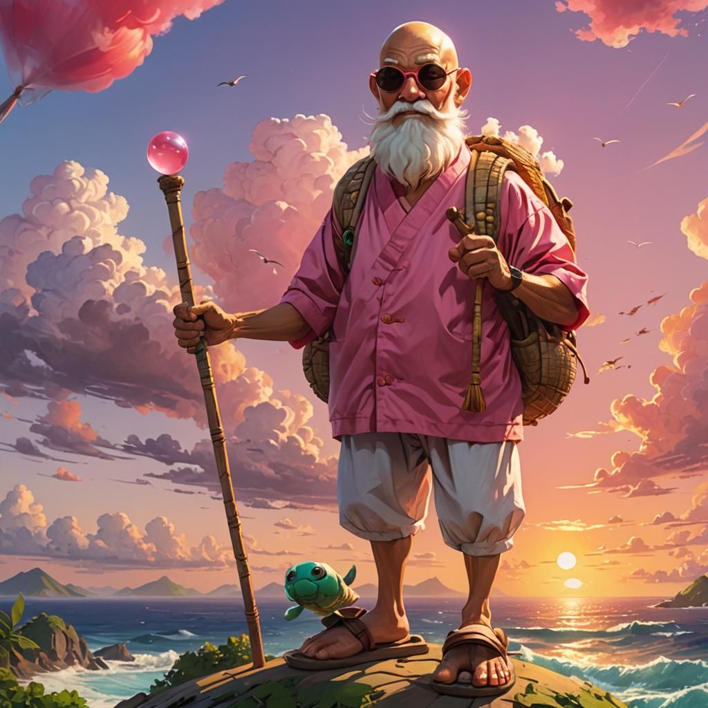 Cartoonish 3D Portrait of Elderly Balloon Maestro Roshi