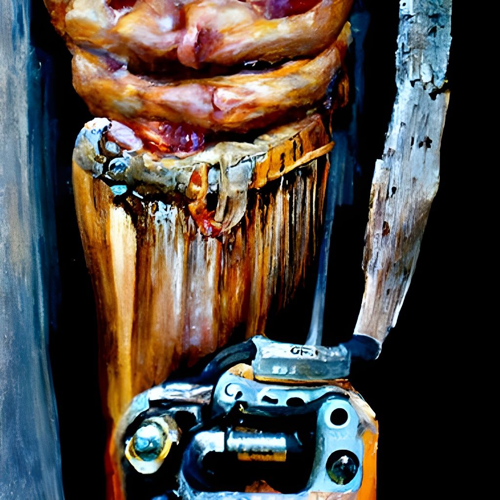 Chainsaw Amputation in Oil Painting Style