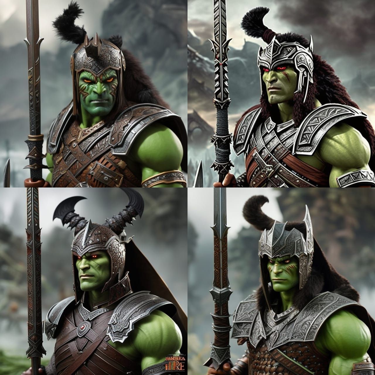 Fierce Orc Warrior with Demonic Sword, Digital Art