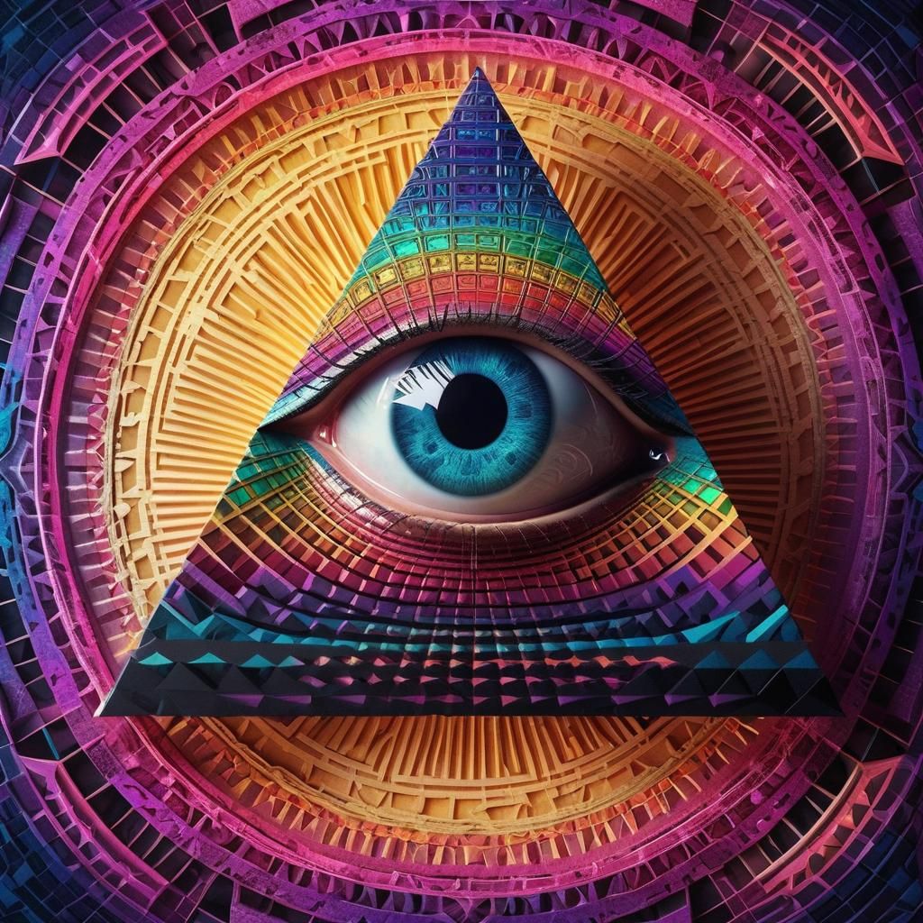Geometric Pyramid Eye in Vibrant 3D Render