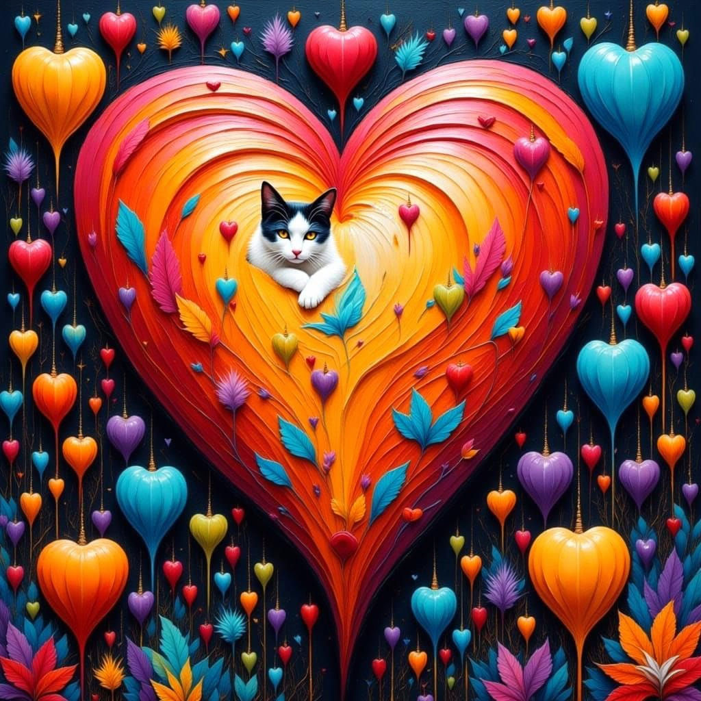 Whimsical Tuxedo Cat in Vibrant Mexican Street Scene