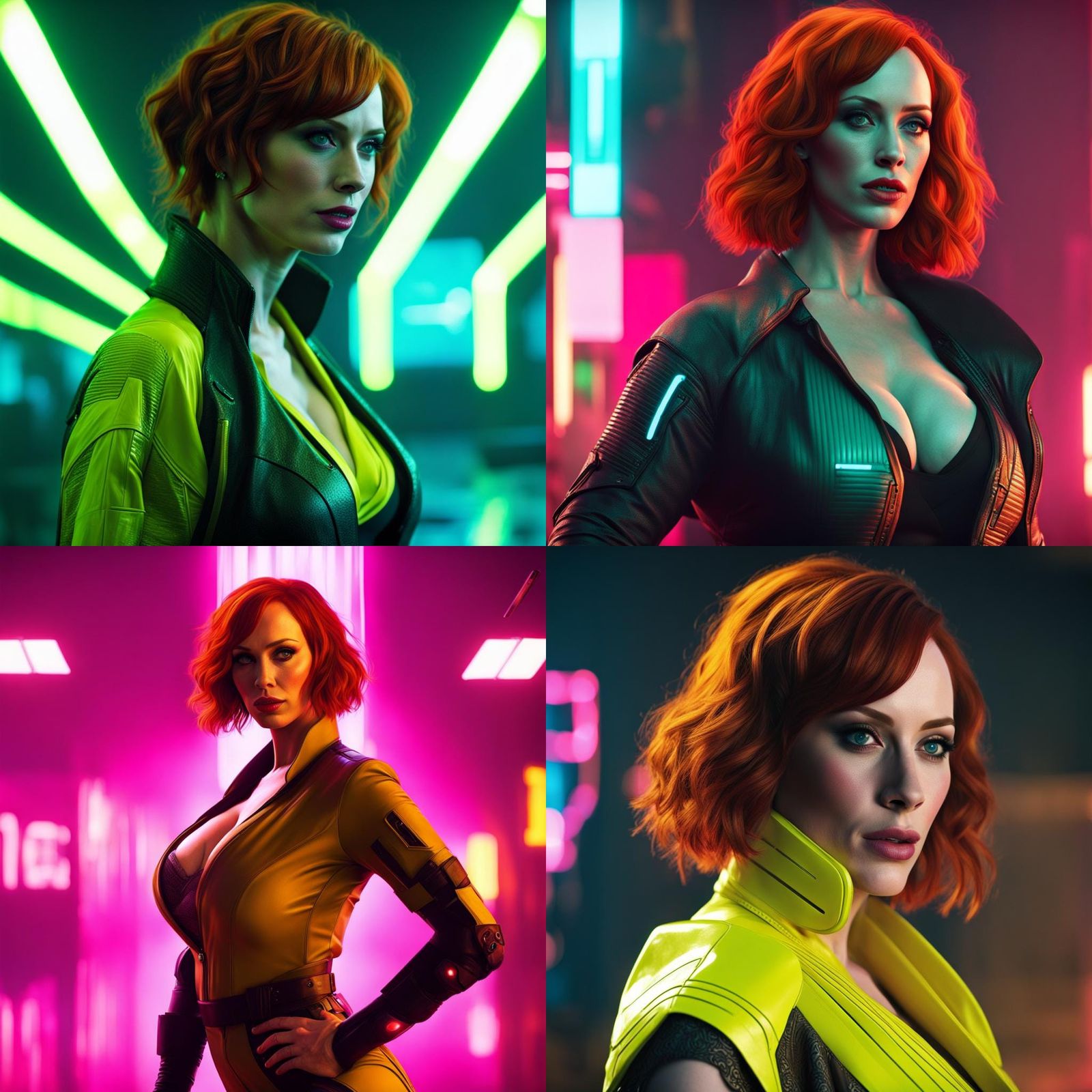 Woman in Cyberpunk 2099 Neon Cityscape