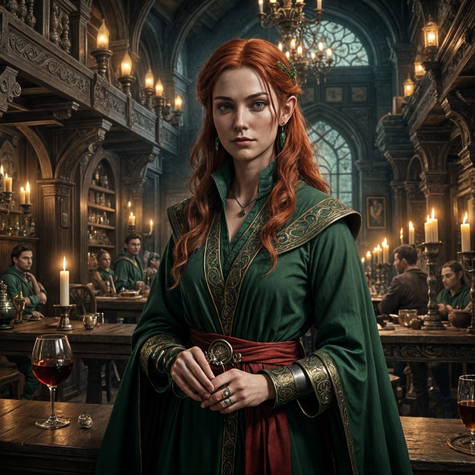 Mysterious Elven Assassin Reveals Secrets in Dimly Lit Taver...