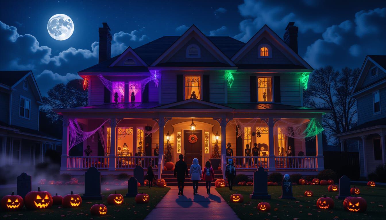 Haunted Halloween House Exterior and Interior