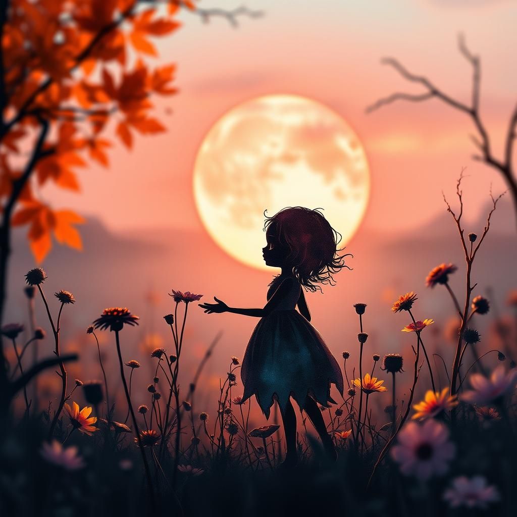 Halloween Doll in Autumn Sun: Minimalist Watercolor