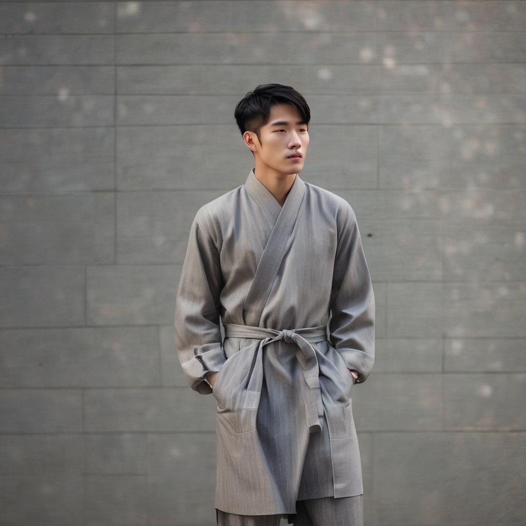 Korean Man in Soft Boy Dress: Natural Light Portrait