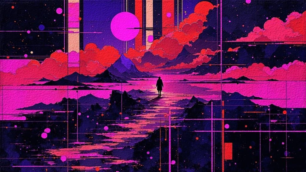 Cosmic Akimora Glitch in Vibrant Digital Art