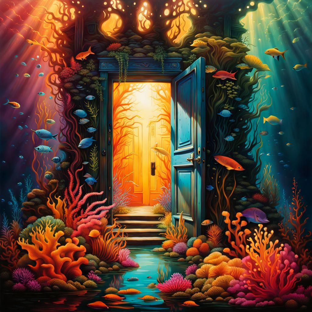 Underwater Door in Graffiti Splash Art Style