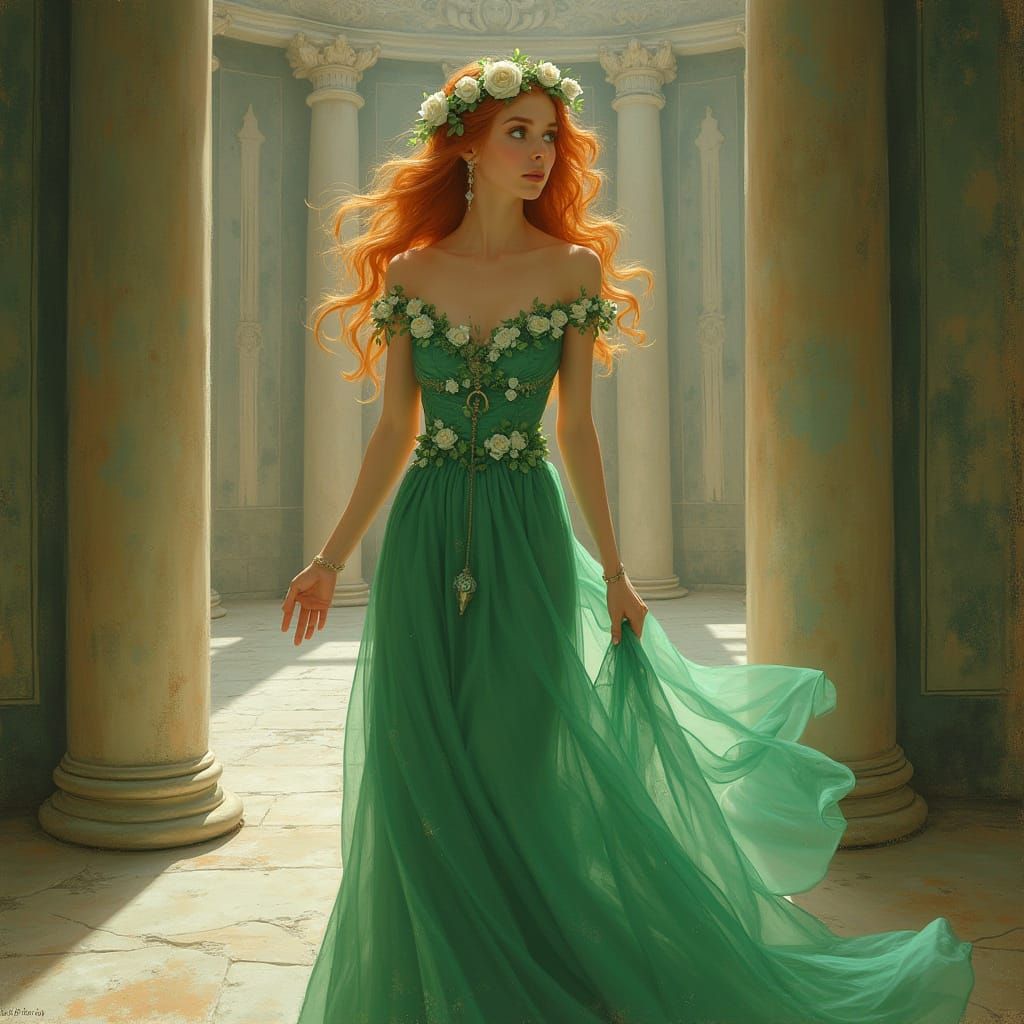 Enchanting Elven Princess in Elegant Art Nouveau Style