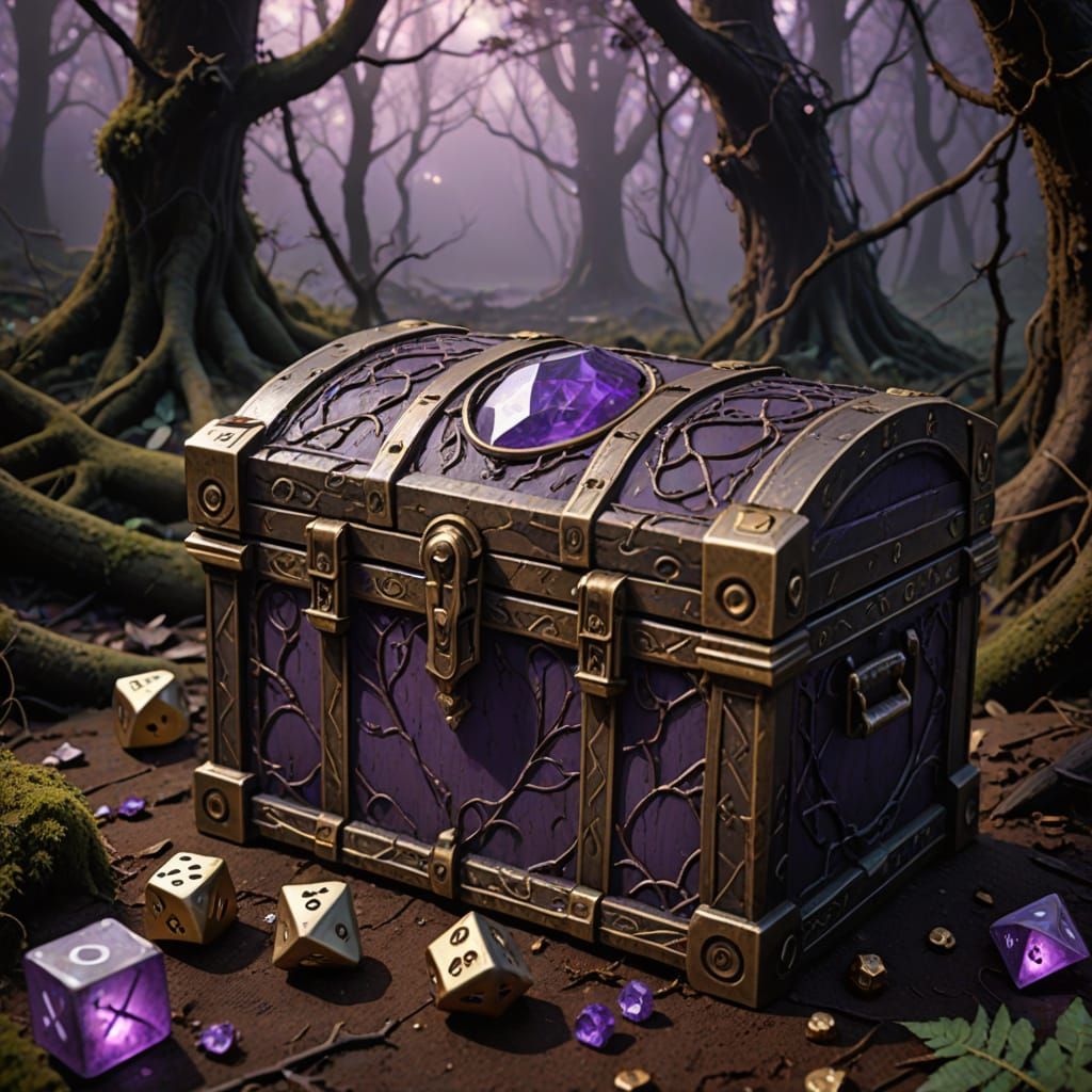 Battle-Worn Treasure Chest in Dark Fantasy Art