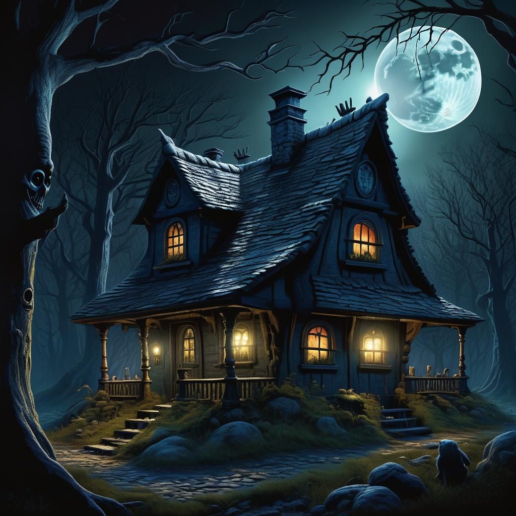 Sinister Witch's Cottage in Dark Forest