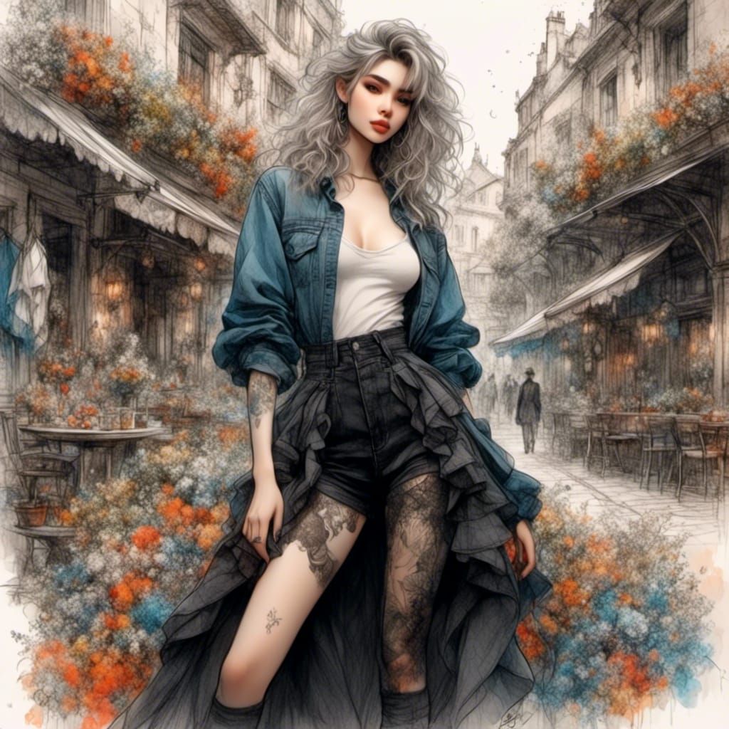 Gorgeous Curvy Anime Girl Sketch Portrait