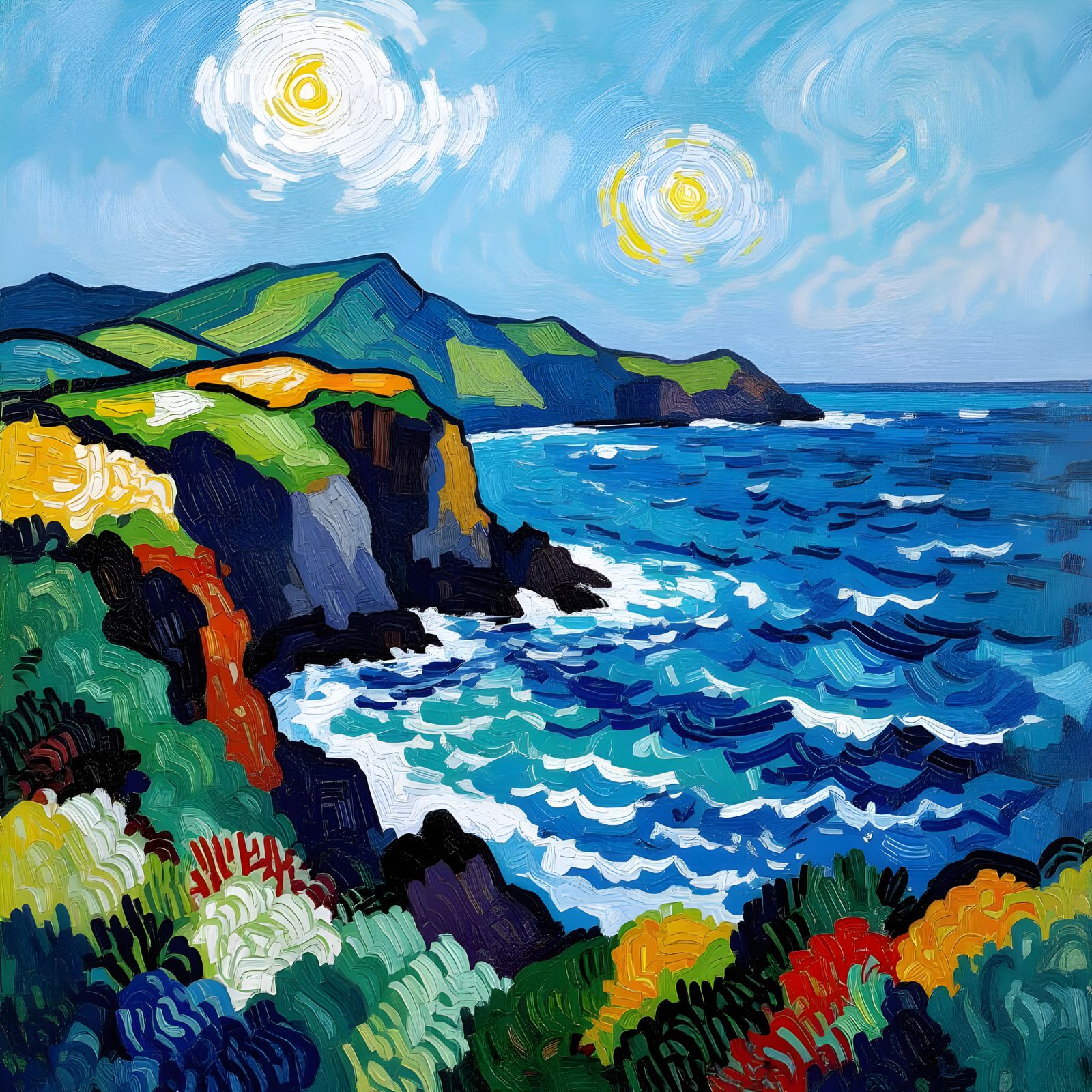 Great Blasket Island in Post-Impressionist Style