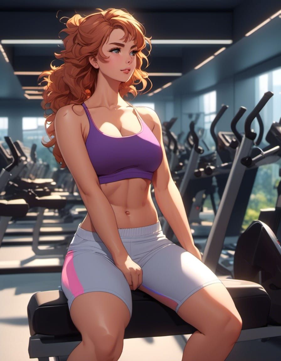 Beautiful Chubby Woman Sweating After Gym Workout