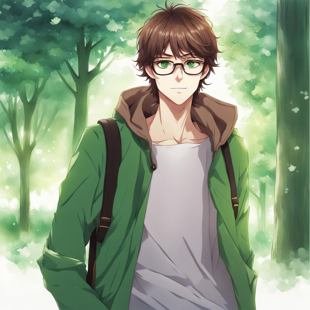 Anime Style Portrait of a Boy with Glasses