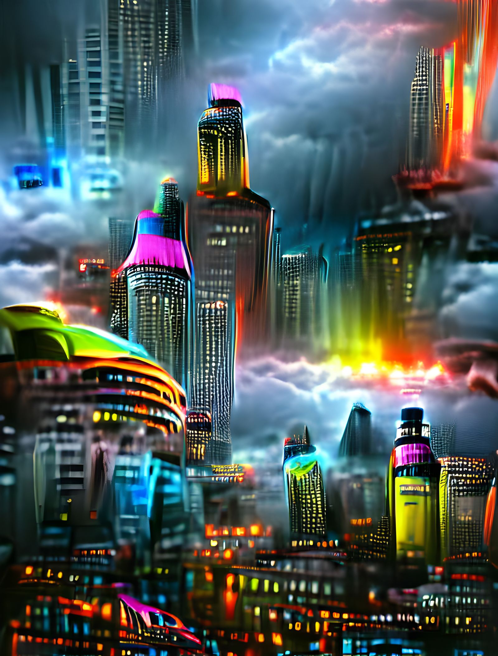 Neon Cityscape in Retrowave Style, 8K