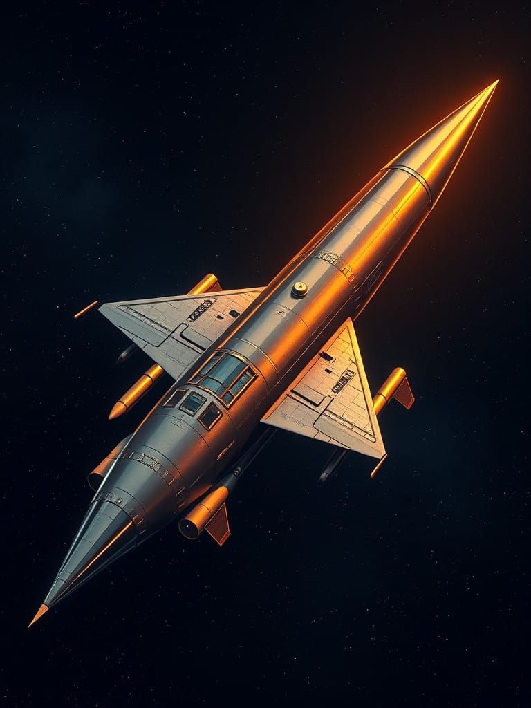 Classic Pulp Comic Rocket Ship with Vintage Details