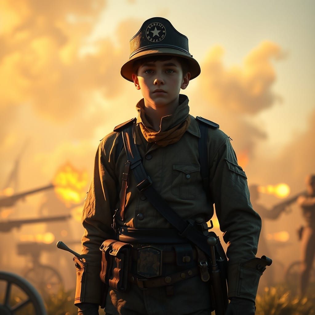 Ethereal Union Soldier in Gettysburg, Hyper-Realistic 3D Hol...