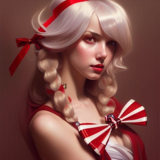 Seductive Woman with Jeweled Bow: Hyperdetailed Portrait