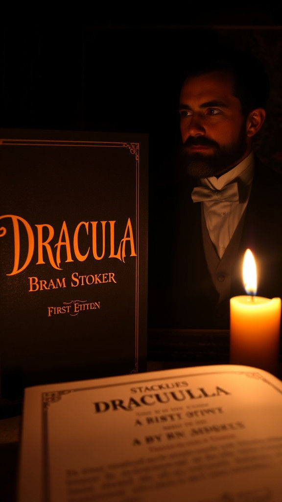 Dracula First Edition Cover with Sepia Portrait