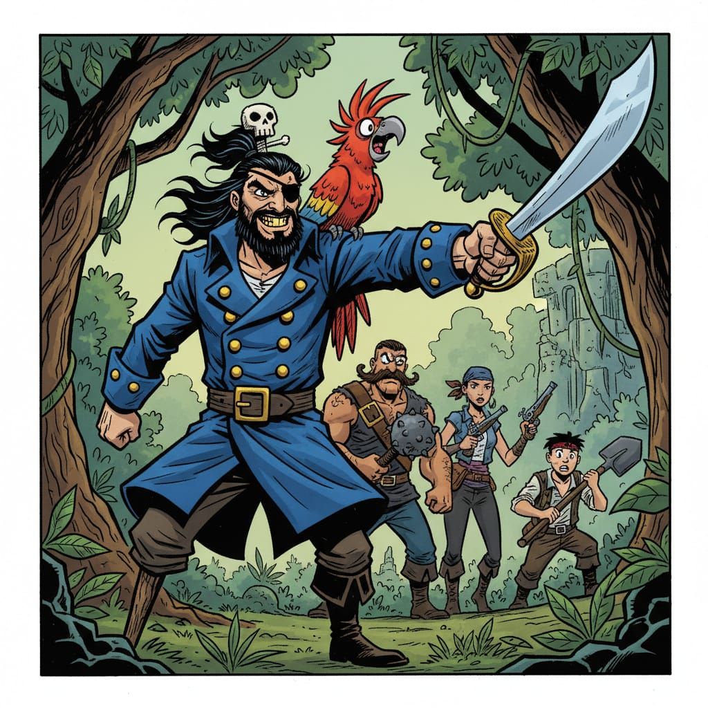 Pirate King Leads Treasure Hunt in Comic Style