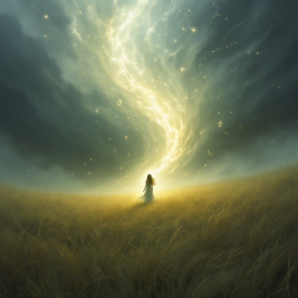 Mystical Figure in Whirling Storm
