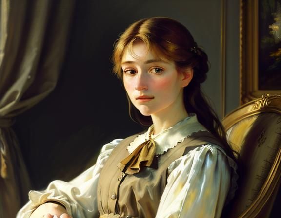 Impressionist Portrait of Woman in Golden Light