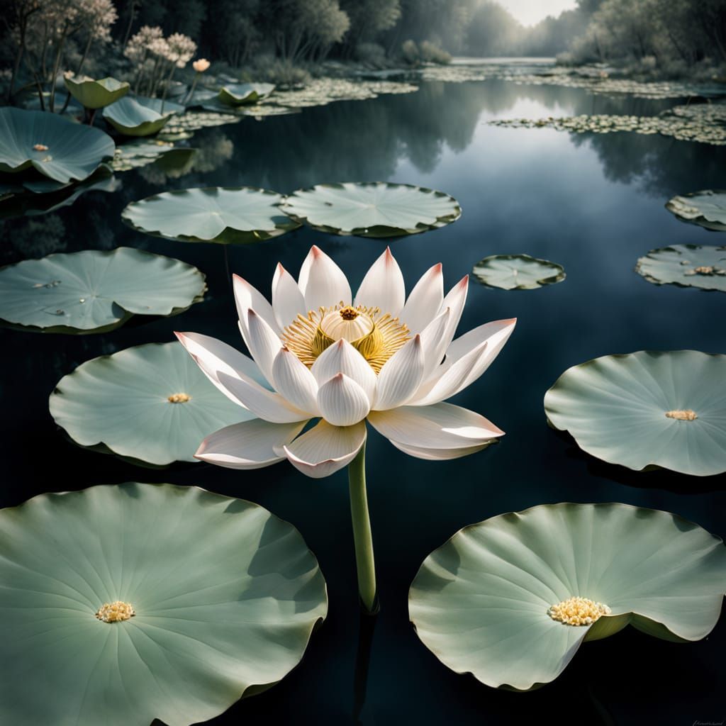 Lotus Flower Galaxy: A Photorealistic Botanical Scene