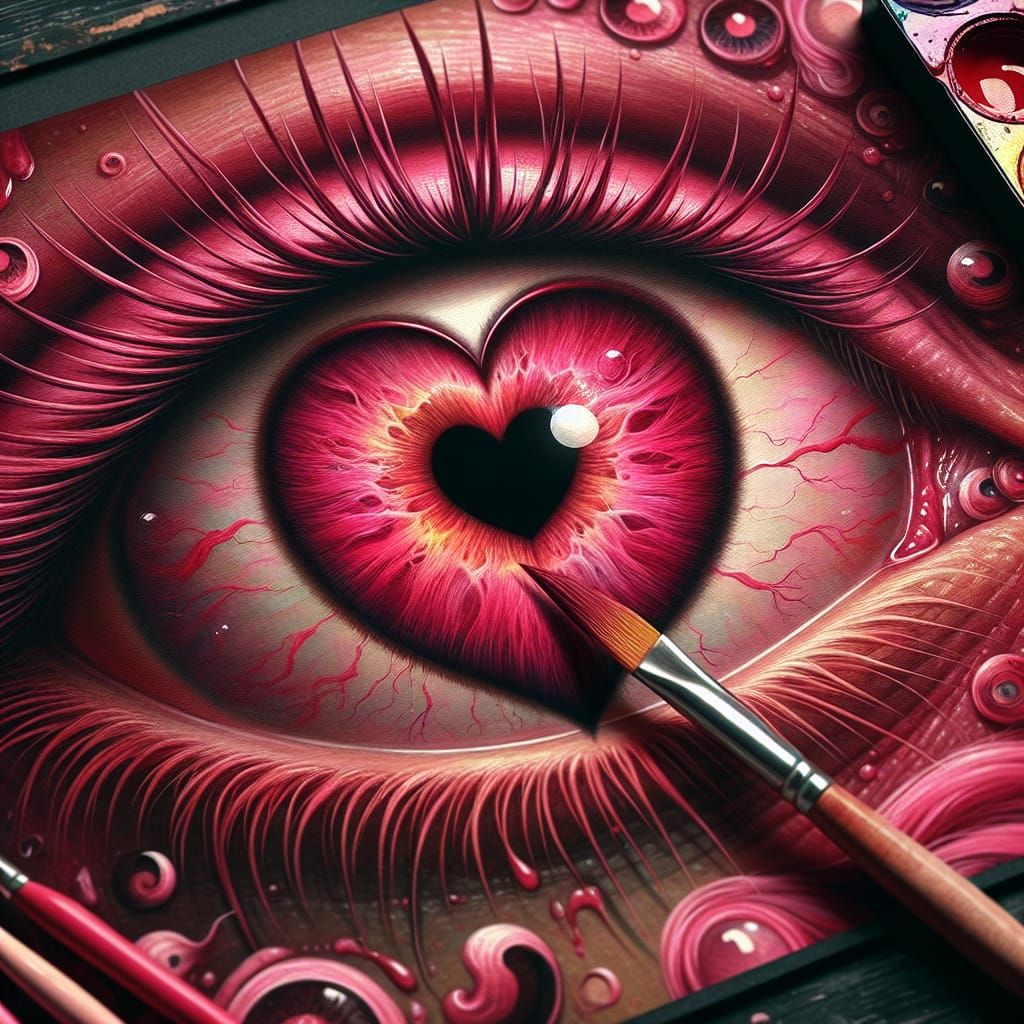 Girly Goth Heart-Shaped Eye in 8k Resolution