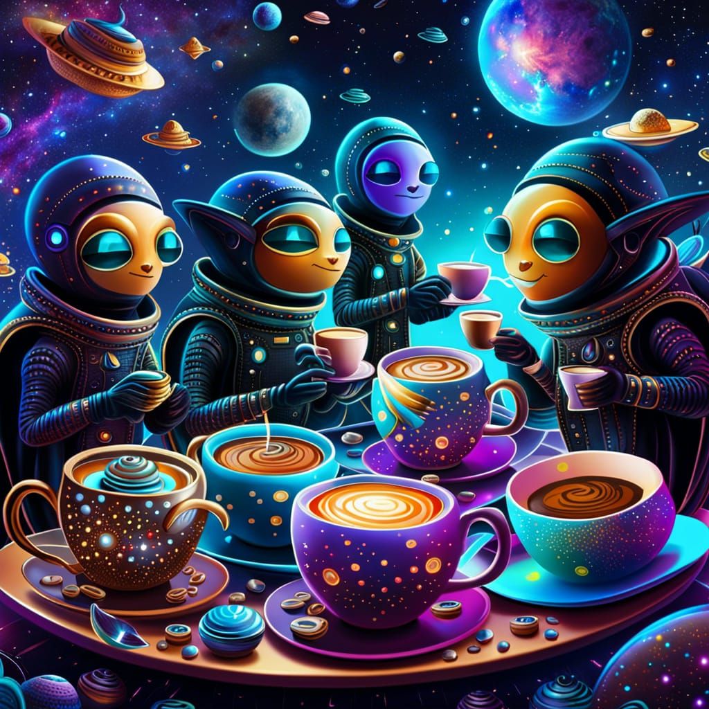 A alien coffee meetup at the local space cafe
