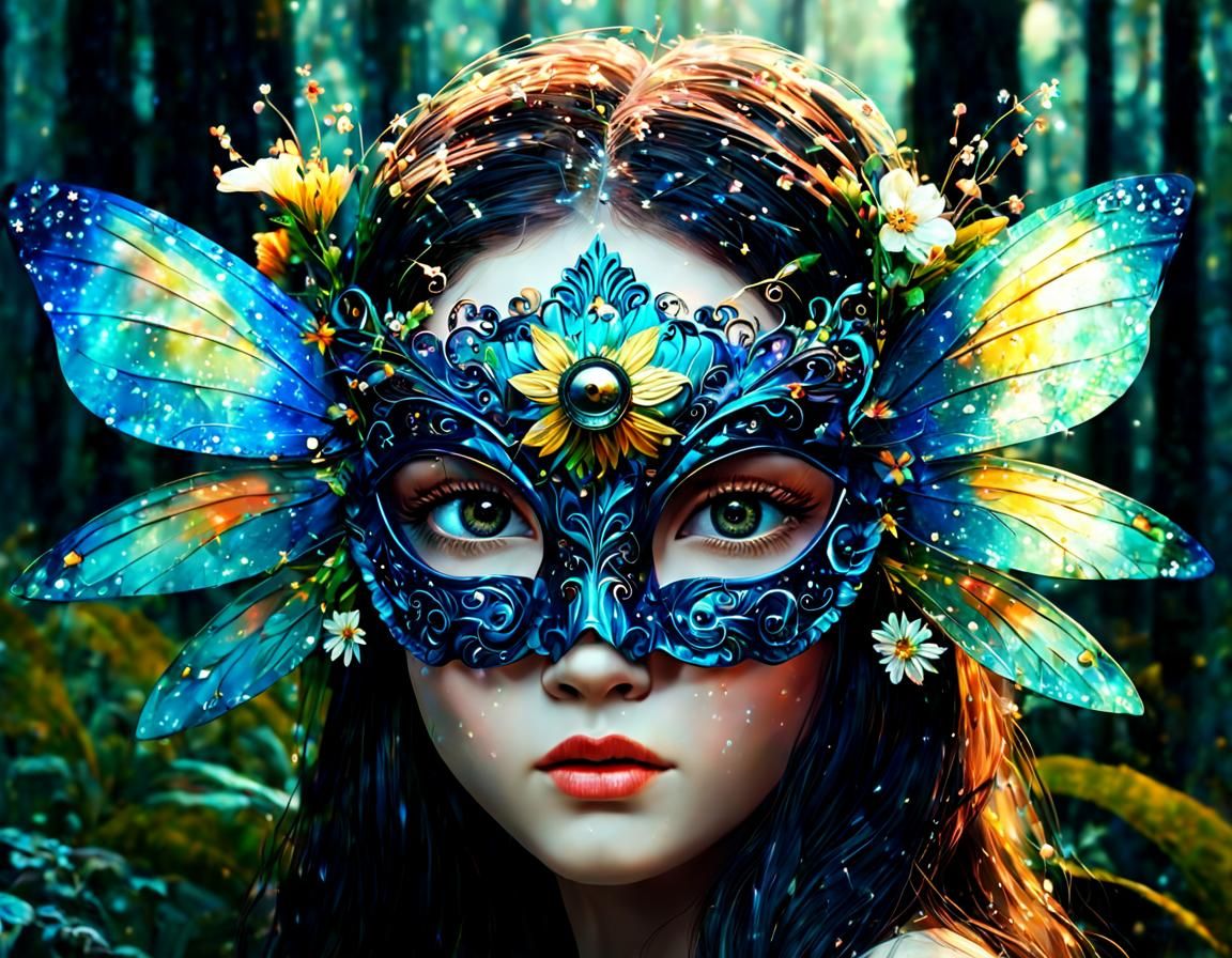 Enchanted Fairy Firefly Mask in Flowery Forest