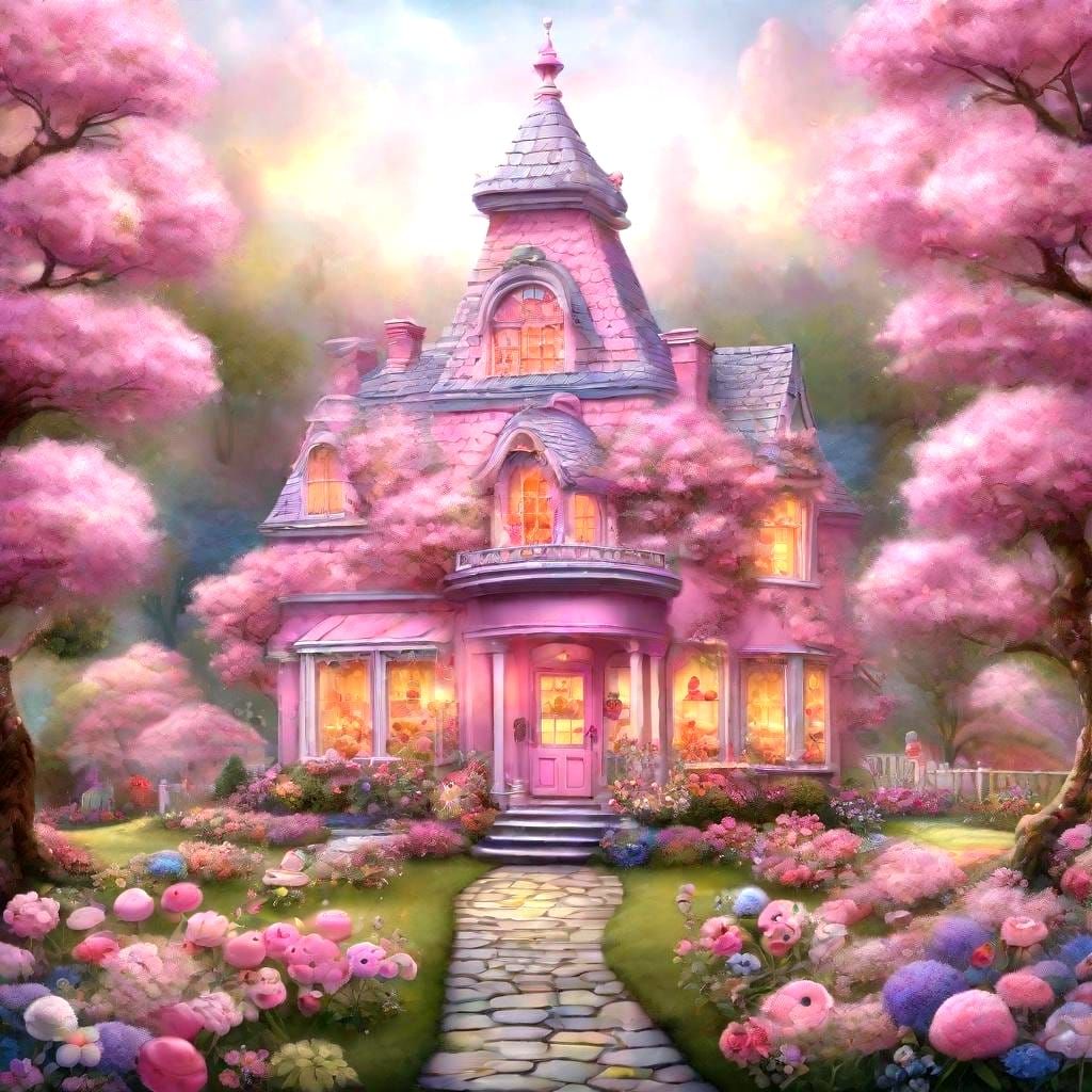 Whimsical Teapot House with Sparkling Pink Exterior