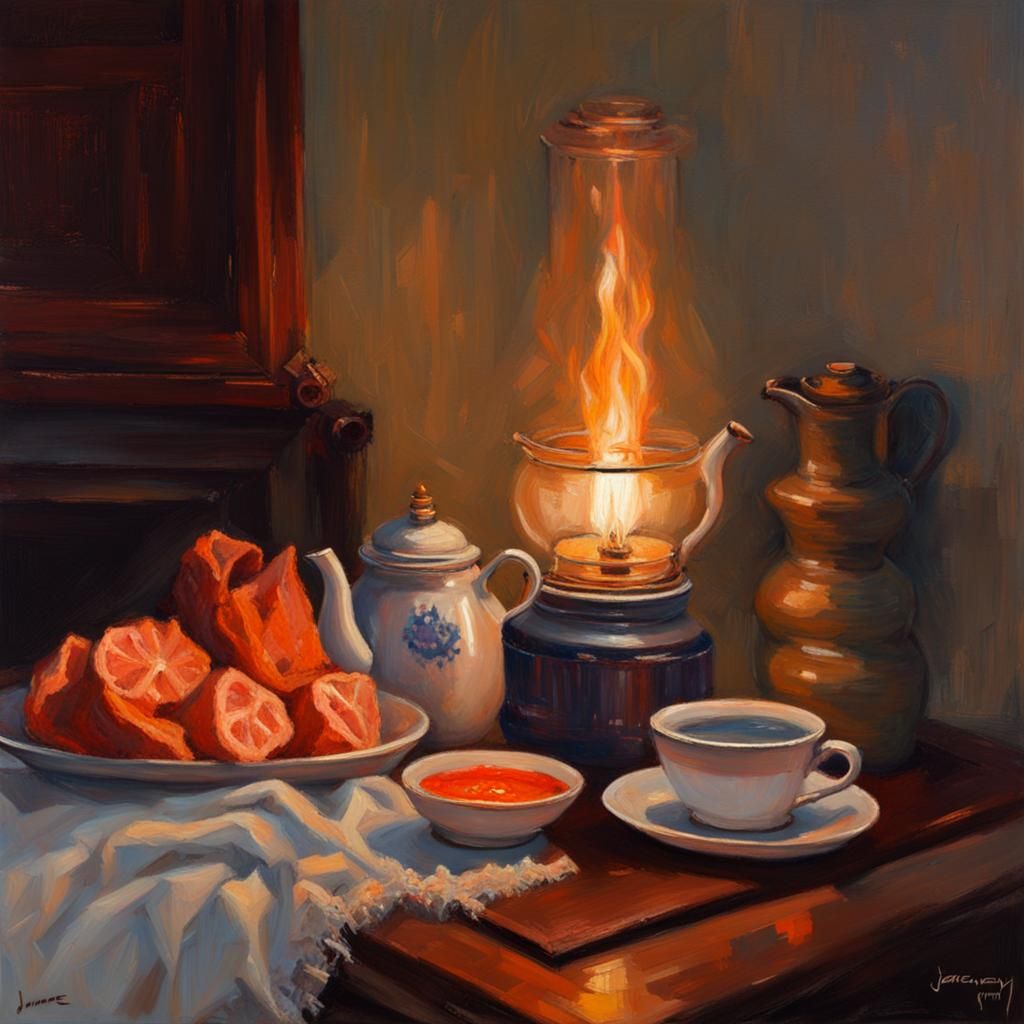 Cozy Scene: Thick Socks, Tea, and Salt Lamp