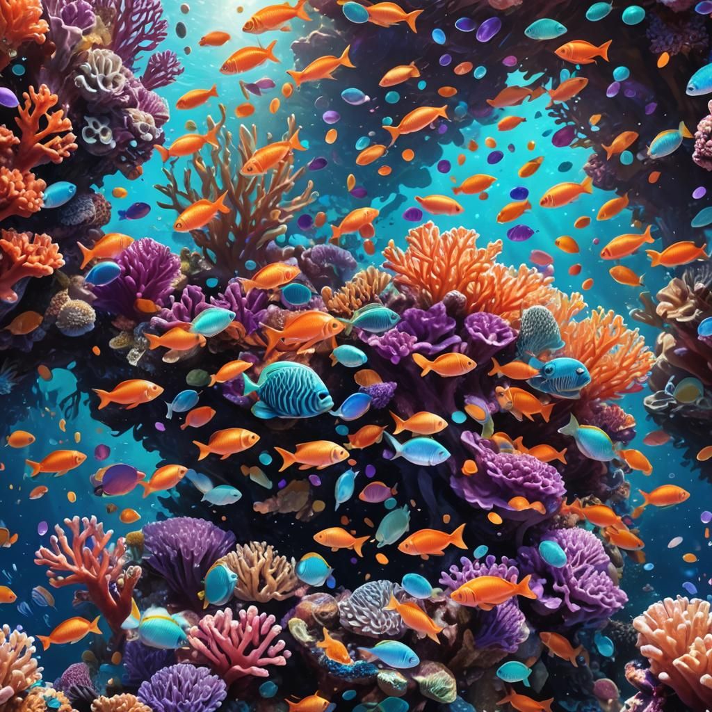 Vibrant Coral Reef Digital Art