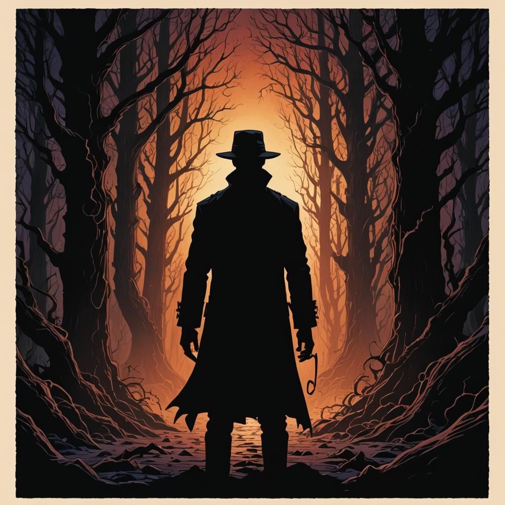 Eldritch Shadow Man Silhouette in Comic Book Art