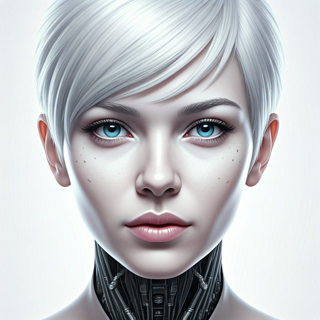 Striking White Android Portrait