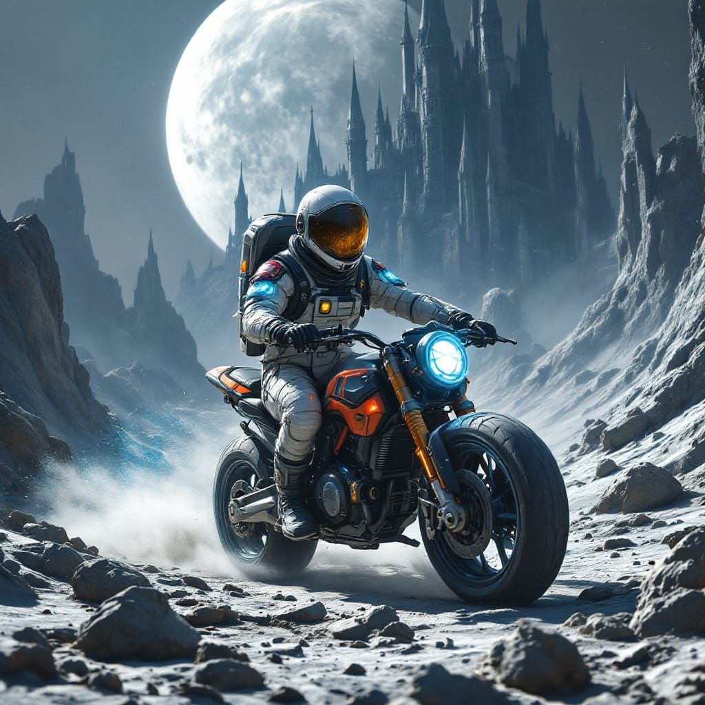 Astronaut Scramble Bike Ride on the Moon