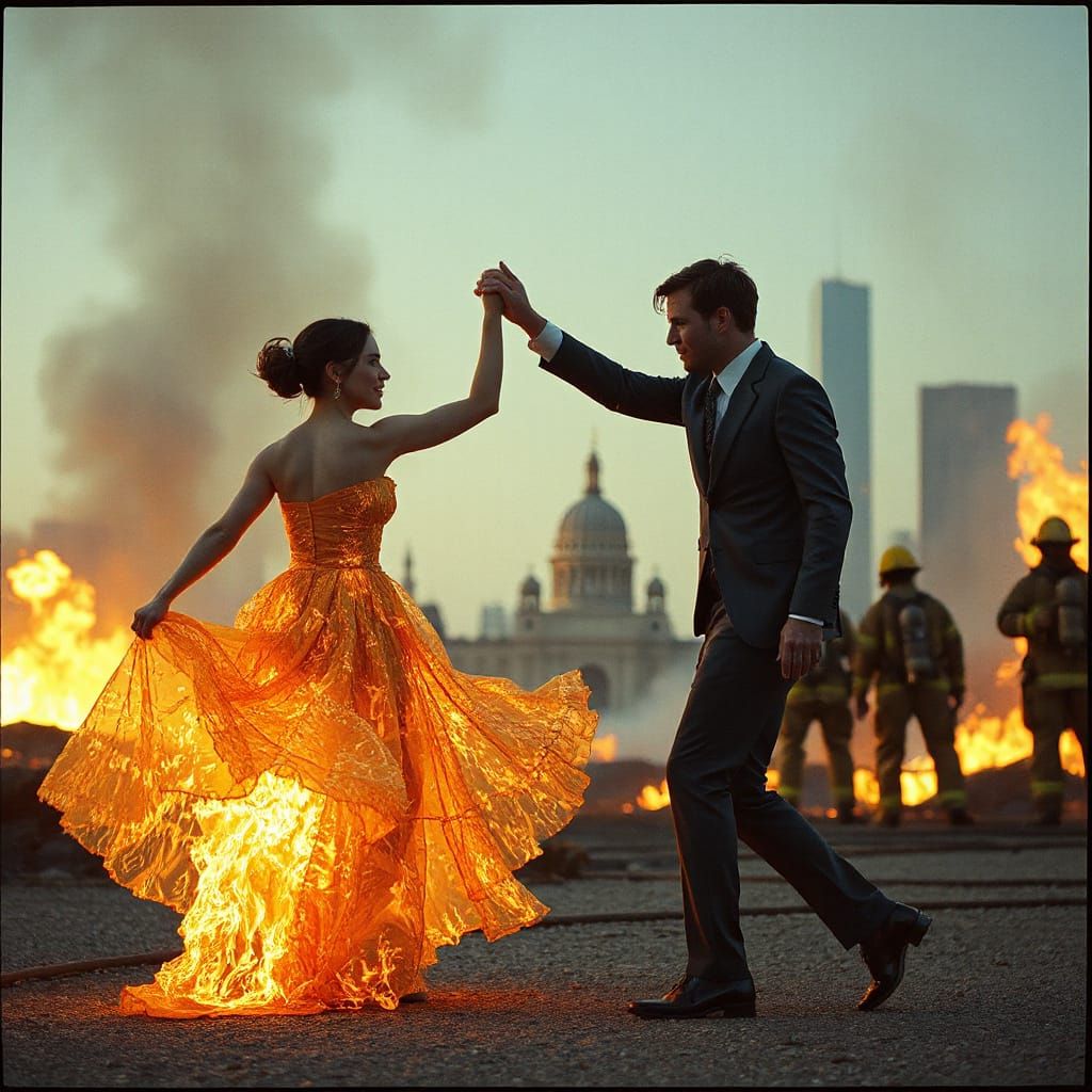 Fire and Water Dance in Burning City