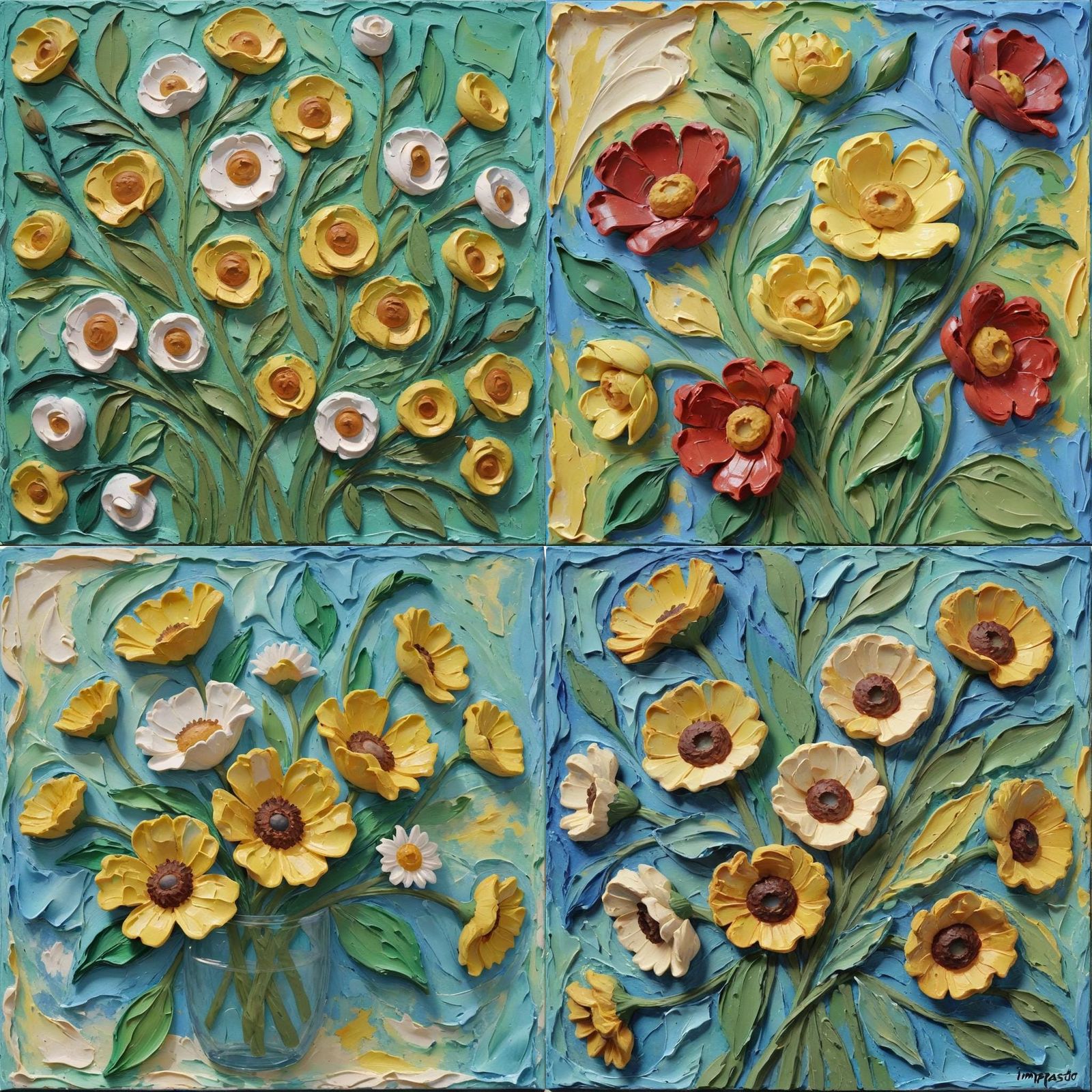 Abstract Impasto Painting with Thick Texture