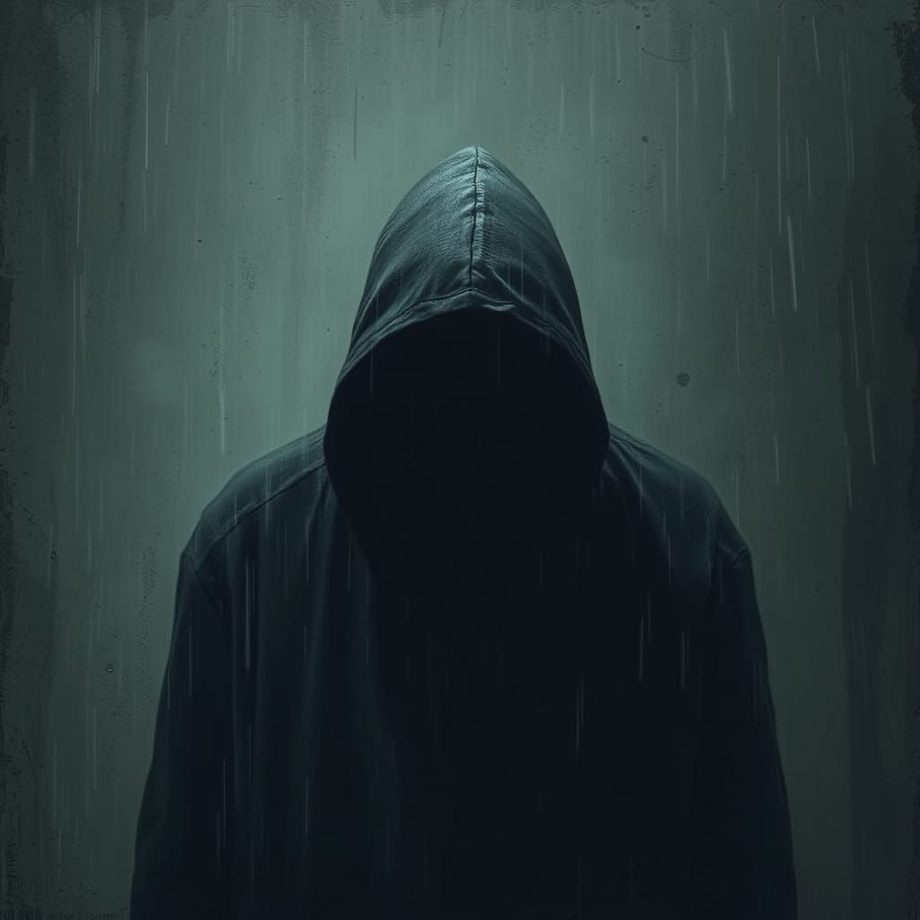 Mysterious Figure Cloaked in Shadows: Surreal Art