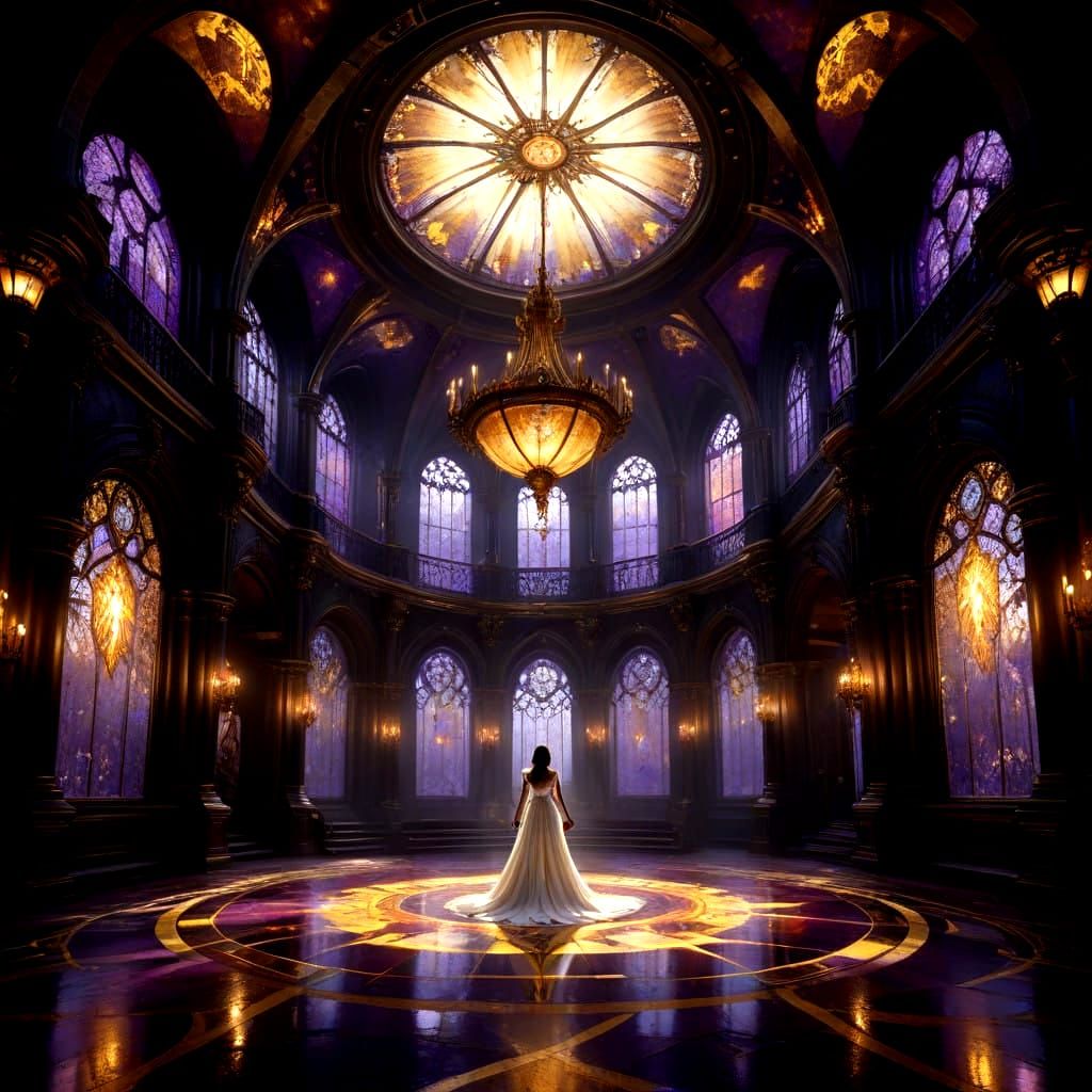 Ethereal Couples in Whirling White Gowns, Against a Kaleidos...