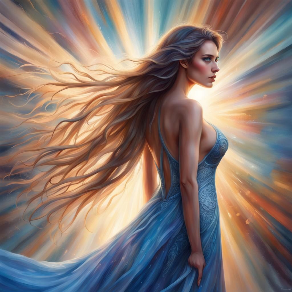 Hyperrealistic Woman with Long Hair and Expressive Eyes