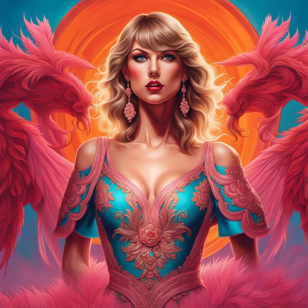Anthropomorphic Taylor Swift Portrait in Pastel Pink