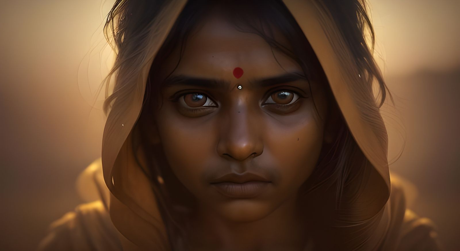 Golden Light Portrait of Indian Goddess