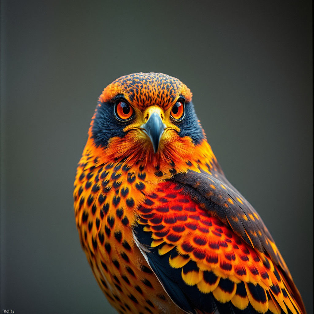 Flaming Mauritius Kestrel: Cinematic Film Still