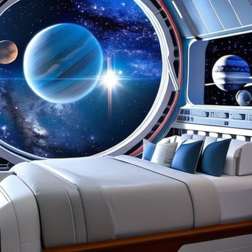 Futuristic Space Station Bedroom with Planetary View